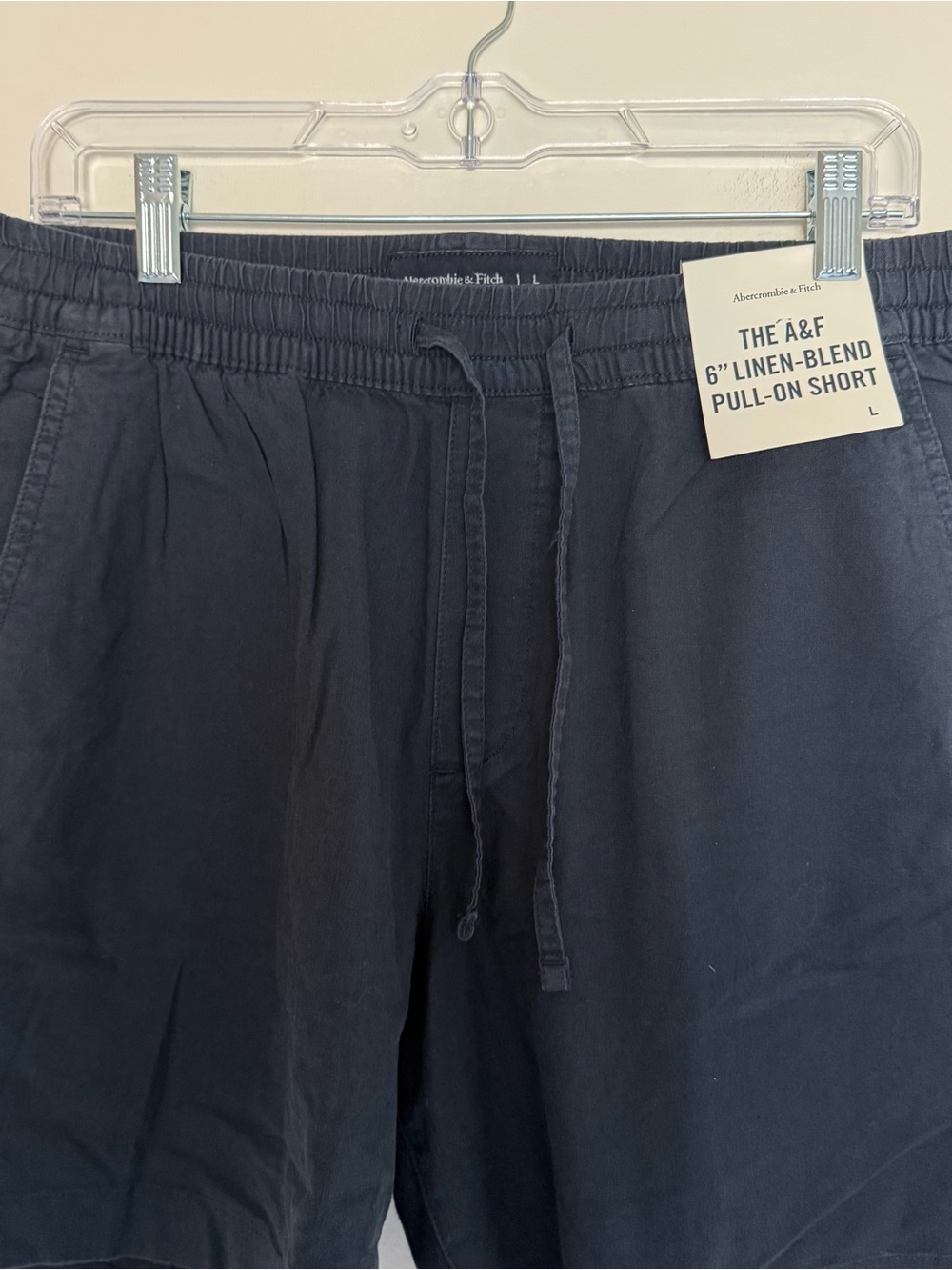Abercrombie & Fitch Navy 6” Linen-Blend Pull-On Men's Shorts - Picture 2 of 5